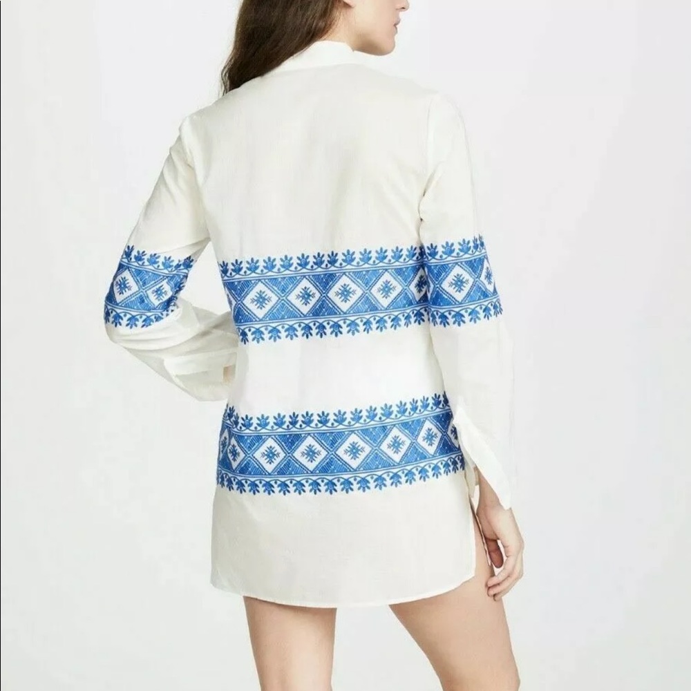 Tory Burch Ivory and Cobalt Embroidered Tunic - Picture 3 of 4